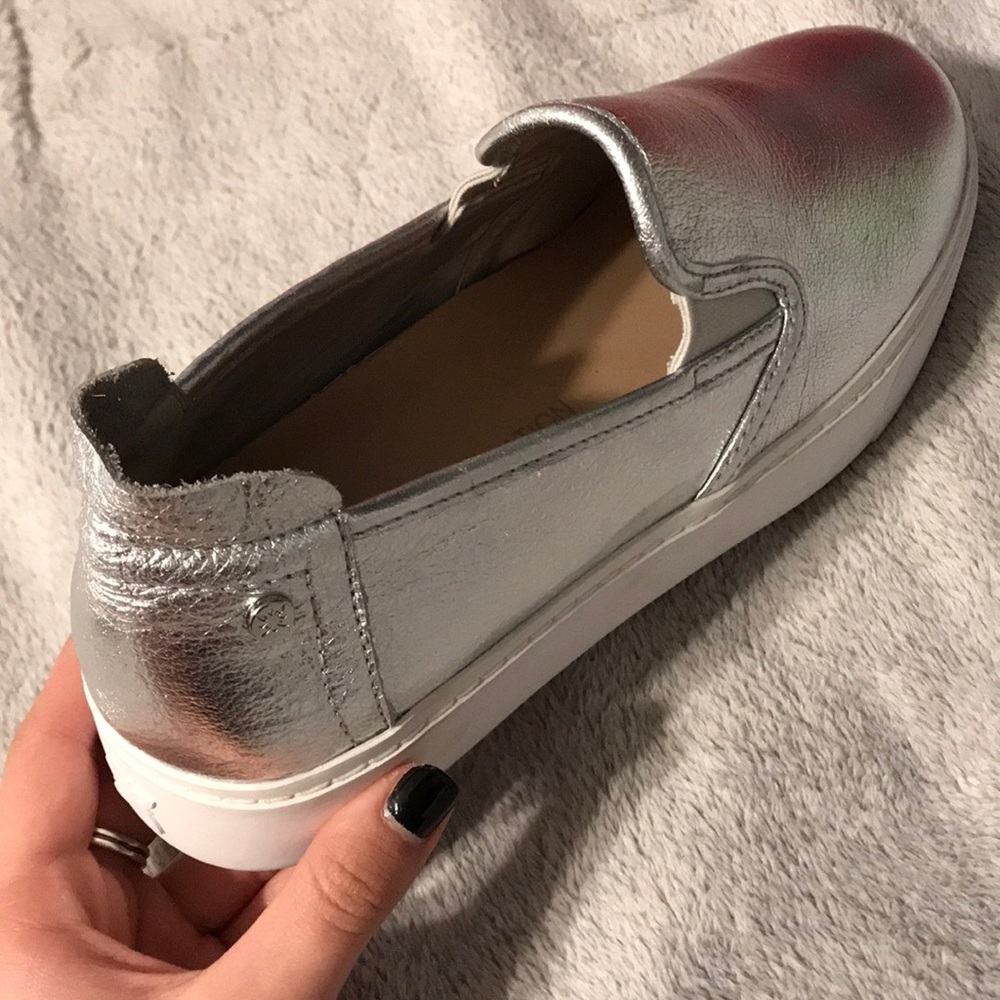 BCBGeneration shiny silver platform sneakers